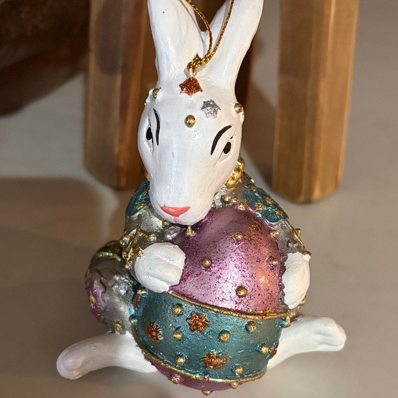 Set of 3 Hand-Painted Bunny Ornaments/NWT - Picture 11 of 13
